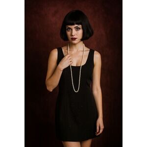 All That Jazz Vintage Black Beaded Sheath Dress Size 5/6 Cocktail Party